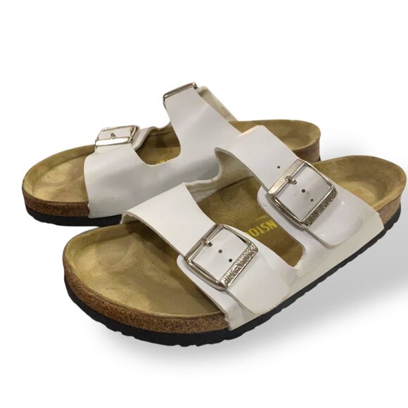 Birkenstock Women's White Arizona Jesus Sandals Sz 10 Slip-on Lagenlook - Picture 2 of 12